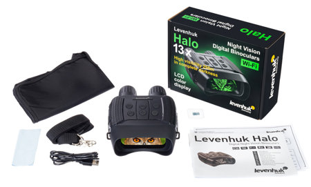 Zawartość zestawu lornetki Levenhuk Halo 13X